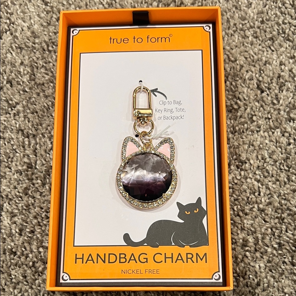 New Halloween Marshalls Cat Handbag Charm - Black and Gold